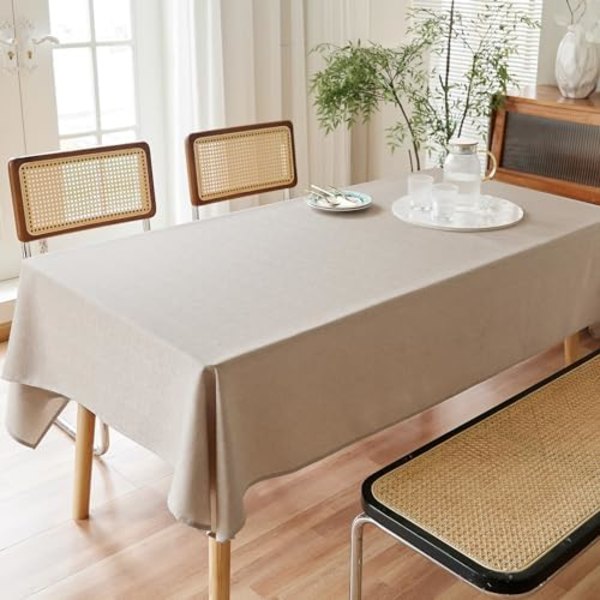 Texturerad Linneduk Rektangel 135*180cm Vattentät Spill-Proof Torkbar Duk Rynkfri Linne Utomhus Tab