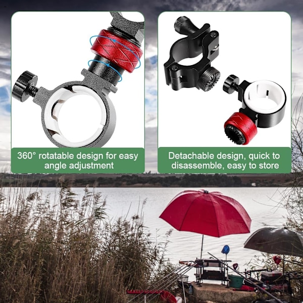 12,2x3cm Balkong Parasollstativ 360° Aluminiumlegering Fiskelåda Paraplyhållare Balkong Parasoll Fixering Hopfällbara Fiskeparaplystativ för Fiske Bo