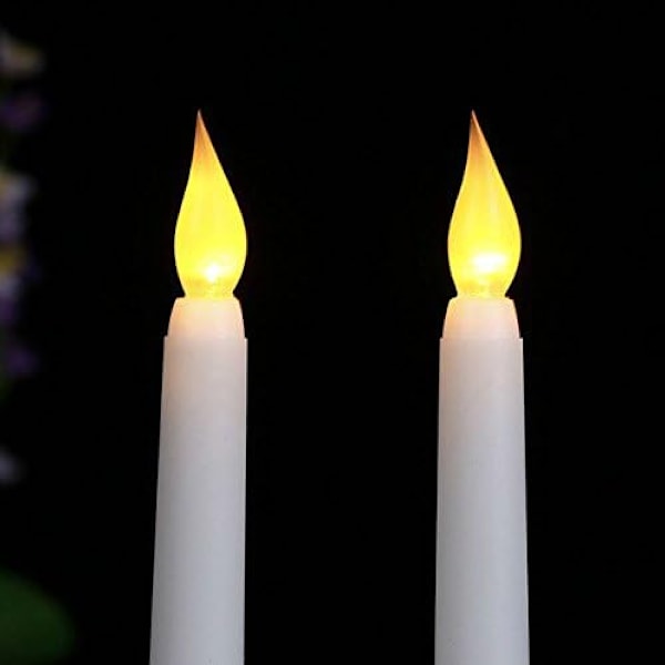Sæt med 6 LED-lys, Hvid - Flammeløse flimrende lys med batterier til bord, middag, jul