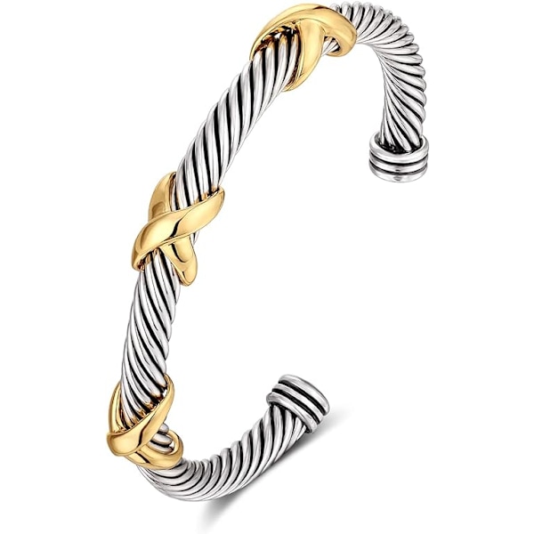 Bangles for Women Retro Antique Gold Cable Bracelet Christmas Gif