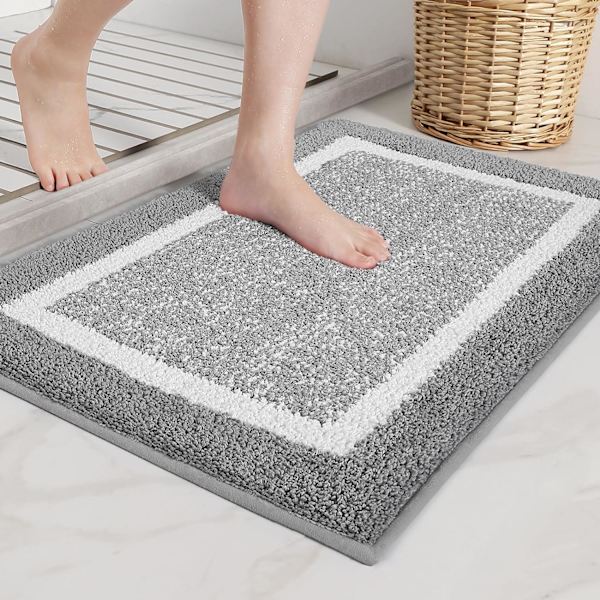 (Marineblå) 1 Mikrofiber Blød Bademåtte, Skridsikre Bademåtter, M