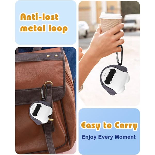 Til Airpods 4. generation 2024 Etui Sødt Tegneserie Kawaii - med Nøglering Sjovt Design Cover Skal til Piger Teenagere Kvinder Etuier til Air Pods 4. generation, Haj