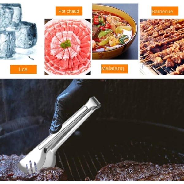 Anti-skåld tang | Tang i rustfritt stål | Kjøkkentang for matlaging | Gjenbrukbar serveringstang, sklisikker tang for sylteagurker, frukt