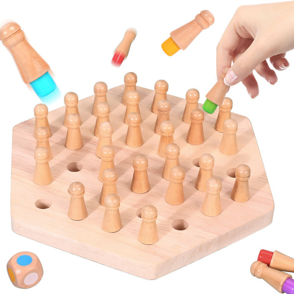 21x19 cm, træ hukommelsesspil skaklegetøj hukommelsesspil match stick Montessori legetøj hukommelsesspil skakspil hukommelsesspil Ga