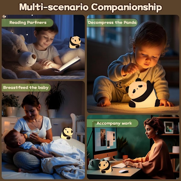 Kung Fu Panda Nattlampa i Silikon, 3 Ljusstyrkenivåer med 30 Minuters Timer, Mjuk Uppladdningsbar Accentlampa i Silikon, Perfekt för Barnrumsinredning
