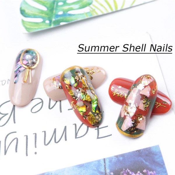 Abalone Shell Pailletter til Nail Art (stil 3), Multicolor Muslingeskal uregelmæssige pailletter Abalone