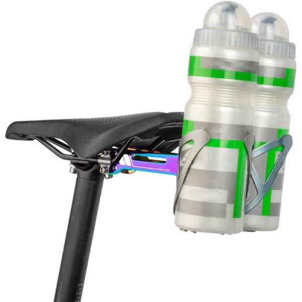 Universal Cykel Flaskhållare Sadelmonteringsadapter Slitstark Aluminiumlegering Sadelstolpsadapter Lättviktig för Cykling Campingtillbehör, Svart