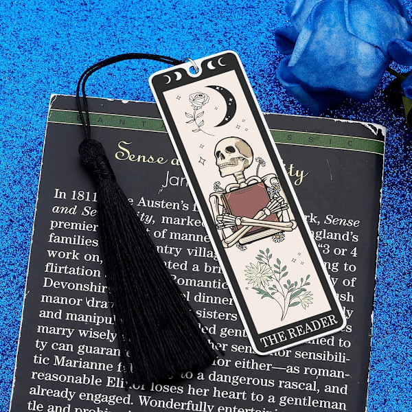 Kirjanystävän lahjat naisille Joulun kirjanmerkit Hauskat kirjanmerkit naisille Miehille Tarot-kirjanmerkki Luuranko Tarot-kortit Kirjalahjat Syntymäpäivälahjat