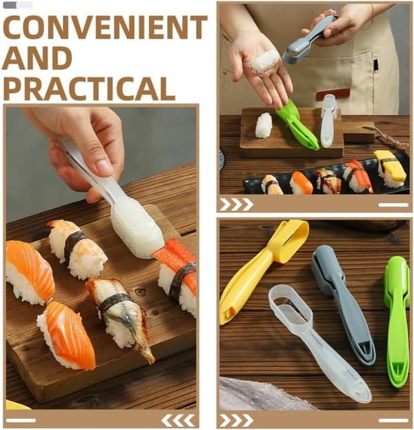 4 stk. risbollefolder i hånd Ris Maker Nigiri Risform Onigiri Form DIY Sushi Maker Risbolleforme Onigiri Fremstillingsforme Tryk Sushi Maker DIY Sush