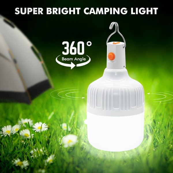 (100W)2 stykker LED campinglanterne, kraftfuldt USB genopladeligt kamera