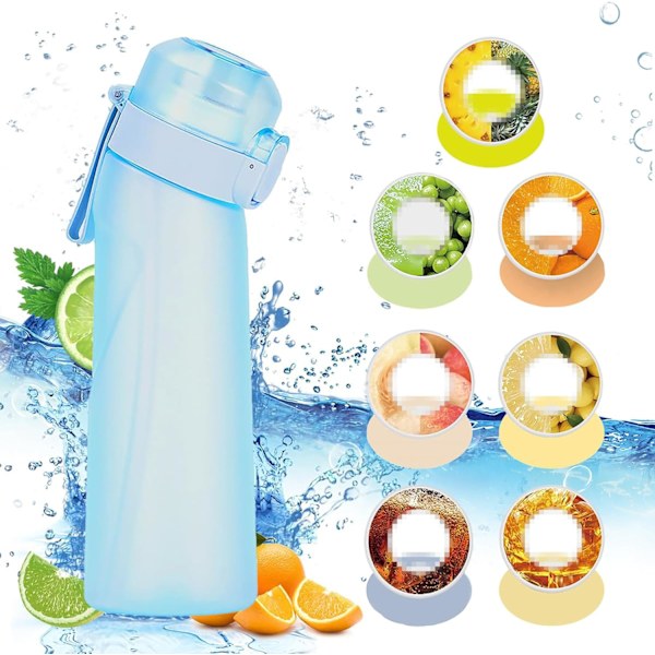 Luftvattenflaska med smakpod 650ML Smakvattenflaska Startset Fruktsmak Vatten C Blue