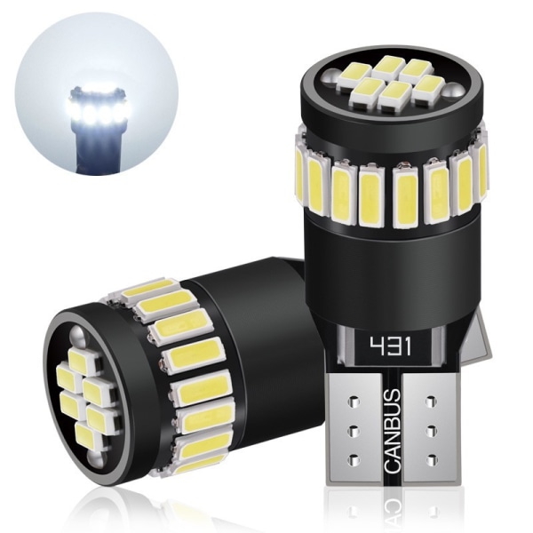 2 stk T10 LED-pærer til bil 21 LED 6000K Kaldt hvitt lys, Feilfri lampe W5W T10 194 168 2825 158 175