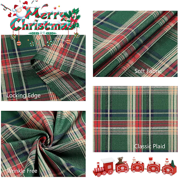 140×220×1cm Rutiga Duksduk Julrutor Rektangulär Bordsskydd för Lanthus Julfest Middag