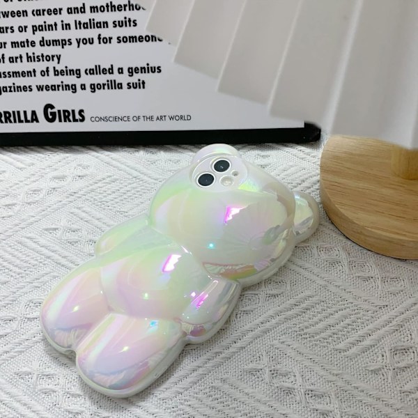1 stk Bjørn Telefondeksel Kompatibelt med iPhone 15 Pro Max Deksel, Søt 3D Gullfolie Glitterbjørn Deksel, Støttende Tegneserie Be