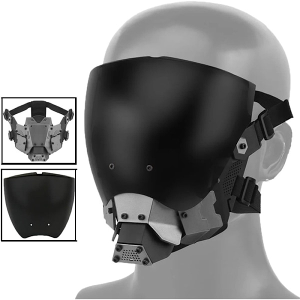 Cyberpunk-naamiokypärä aikuisille, futuristisset naamiot, Halloween-juhlapukujen cosplay-asusteet, musta