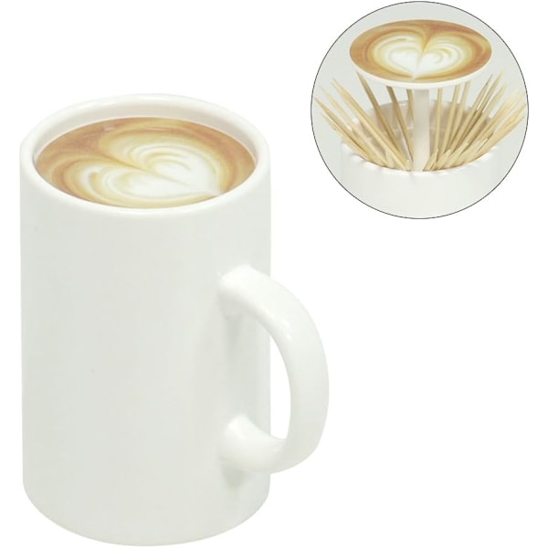 Tandpepparkopphållare i kaffekoppform, automatisk utdragbar tandpeppardispenser för trätandpeppor