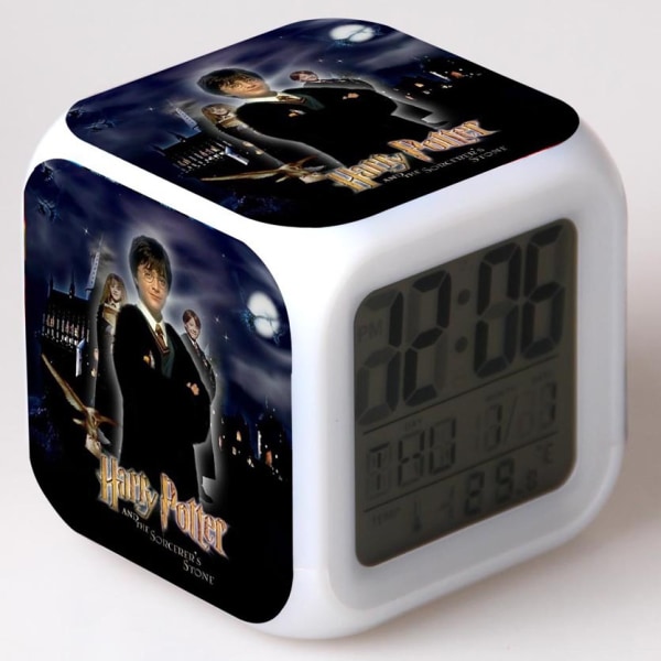 Harry Potter digital väckarklocka（A）, väckarklocka med färgglada ljus