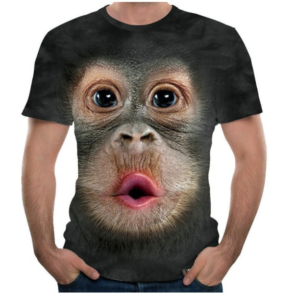 (XL)Herre Ugly Humor Shirt 3D Orangutang Print Interessant Short S