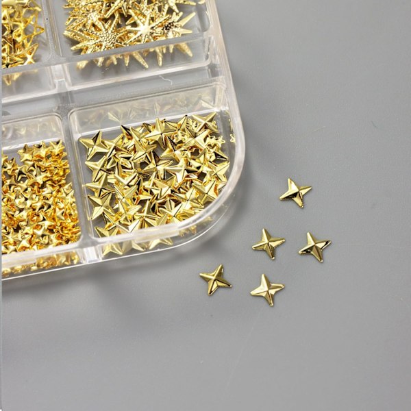 3 Lådor Små Stjärnformade Nagelberlocker Guld Stjärnberlocker för Nageldesign Nageldekorationer Stjärnor Nagelberlock Nageljuveler för Nagelkonstberlock