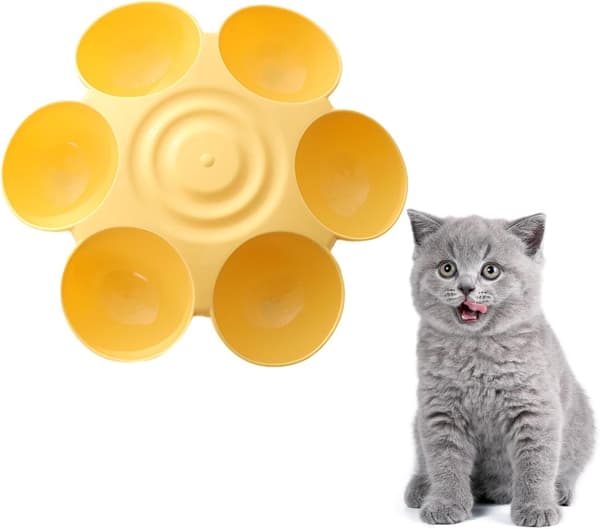 Blomsterformet katteskål - Seks rum, kronbladsdesign, ideel til husstande med flere katte