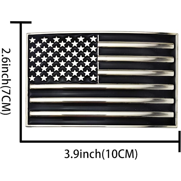 Mænds Mode Indfødt Amerikansk Flag Firkantet Bæltespænde Sort Emalie Medium
