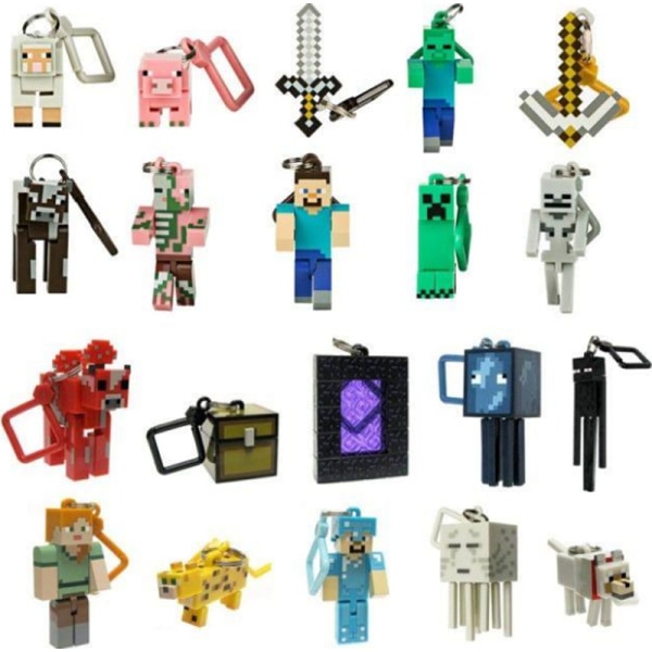 10 stk. Minecraft avtagbar nøkkelring, Minecraft bevegelig blokk pe