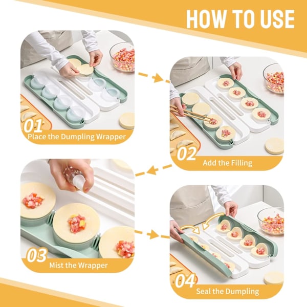 8-i-1 Dumpling Maker, Dumpling Maker Press Maskin Set Inkluderar Automatisk Dumpling Maskin, Sprayflaska, Fyllningssked