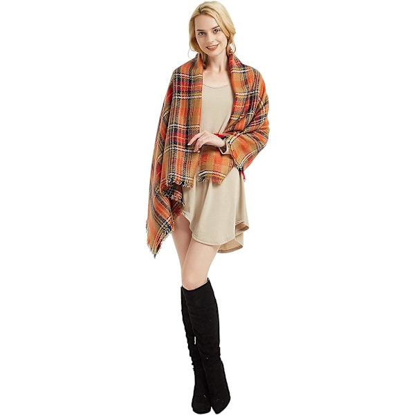 Dames Efterårs- og Vintertørklæde Klassisk Tassel Plaid Tartan Varmt Blødt Tykt Stort Tæppe Wrap Shawl Tørklæder