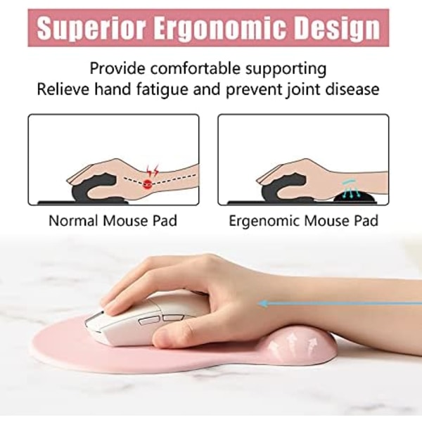 225x195mm Ergonomisesti muotoiltu hiiren alusta rannetuella, geelihiiren alustat liukumattoman PU-pohjan kanssa, kivunlievitysmuistivaahto