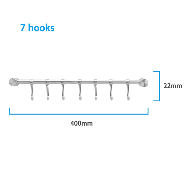 Rustfritt stål kjøkkenhengestang med 7 kroker - Kjøkken