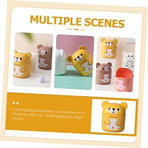 18.3x14x21cm Skrivebords søppelbøtte Kawaii Mini kurver Benkeplate søppelbøtte Kontor søppelbøtte med lokk Liten søppelbøtte Plas