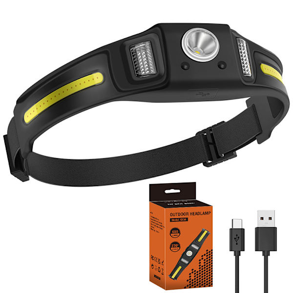 Smart Sensor Hodelykt Utendørs LED Hodelykt for Riding Silikon CO