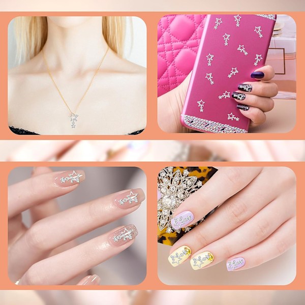 20 stk. stjerneformede negledekorationer, 3D-legeringsrhinsten, neglekunstdekorationer, bling-krystal-neglesmykker til DIY-manicure