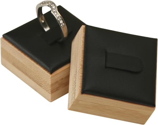 (Sort PU) 6 stk. Ring Display Stand til Butikssalg, Ring Smykkeholder Organizer Skuffe Opbevaring