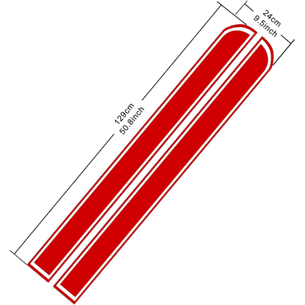 2 stk. 129 cm x 24 cm bilhætte-striber klistermærker