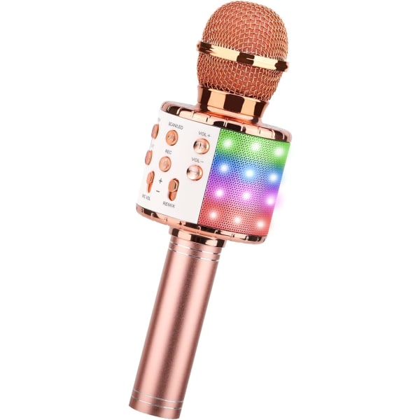(Roséguld) Trådlös Karaoke Mikrofon, Bärbar Bluetooth Karaoke Mikrofon för Barn/Vuxna Sjunger