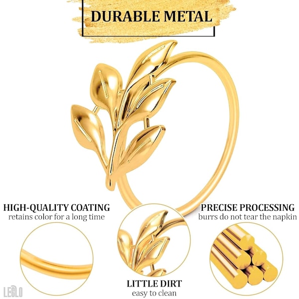 20 stk. Guld Efterårs Servietringe Guld Servietringe Bulk Guld Blad Servietringe Blomster Servietringe Boho Servietringe Sæt med 20 - Servietringe Guld Bord