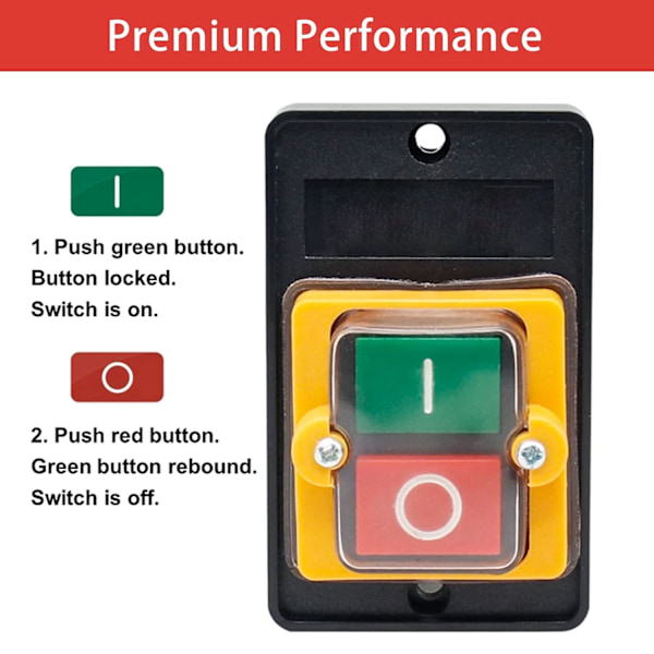 2 st tryckknappsbrytare AC220V/380V 10A Vattentät tryckknapp PÅ/AV Tryckknapp Används för mekanik