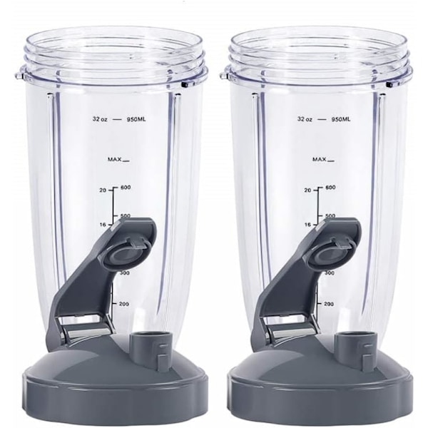 Blenderkopper for Nutribullet Blender, 32OZ kopp med klafflokk for å ta med seg, kompatibel med Nutribullet 600W 900W blendere, B