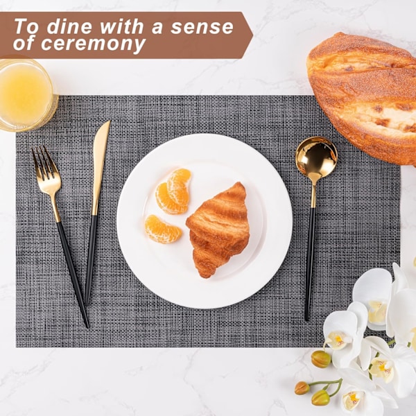 Placemats Set om 6 Tvättade Inomhus/Utomhus Vinyl Placemats för Matbord Hållbara Halksäkra Värmebeständiga PVC Väva T