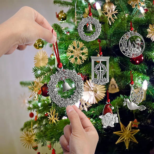 1 stk Solid Pewter Juletrær Ornament Håndlaget Metall DIY Henge Håndverk Samleobjekter for Juletrær Hjem Pa