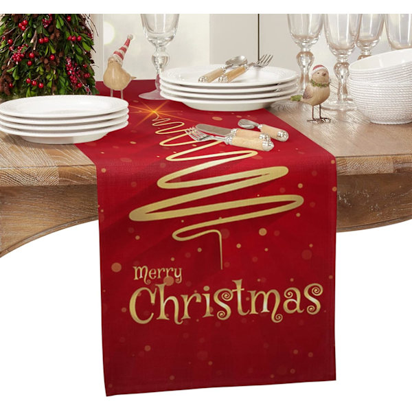 33×230×1cm Bordløbere Glædelig Jul Træ, Bryllup/Kaffe Løber, Landlig Stil Linned Klud til Spisning Ferie Pa