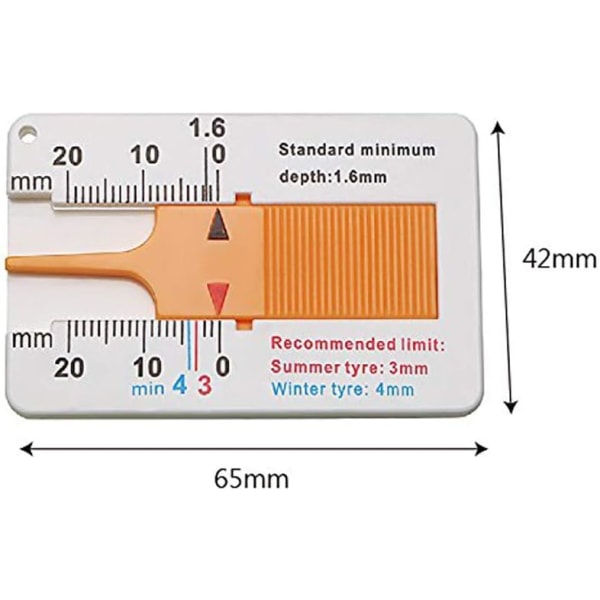 4 delar mönsterdjupsmätare, 0-20 mm mönsterdjupsmätområde, A