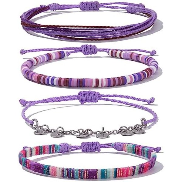 15-30cm Vattentäta String Anklets Boho Lera Pärlor Anklet Armband Söt Tyg Rostfritt Stål Mynt Anklet Set Strand Sommar