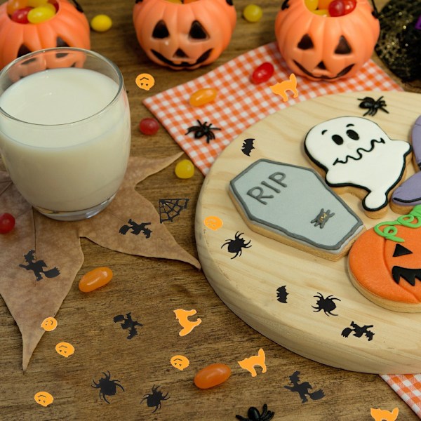 Halloween Konfetti | Glitter Konfetti Drysys til Bordpynt | Græskar Bat Hexe Edderkop Konfetti