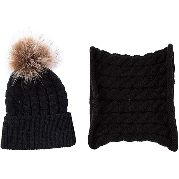 (Nior) Vinterlue Lue Sjal for Baby - Vinter Pompom 0-36