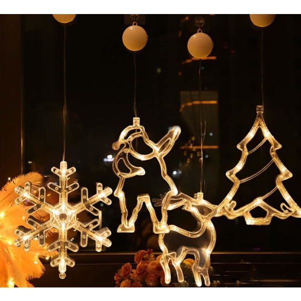 4 stk. Julevindulys LED Sugkopplys Chri
