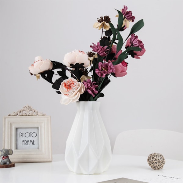 2 stk Hvide Vaser, Uregelmæssig Vase, Plastik Geometrisk Vase, Skrivebords Ornament, Kreativ Blomsterarrangement Pot til Hjemmet og