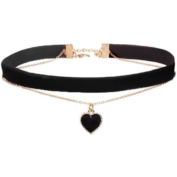 Hjerte Halskje Justerbar Rød Choker Klassisk Krage Halskjeder for Kvinner og Jenter Fløyel Chocker Halskje