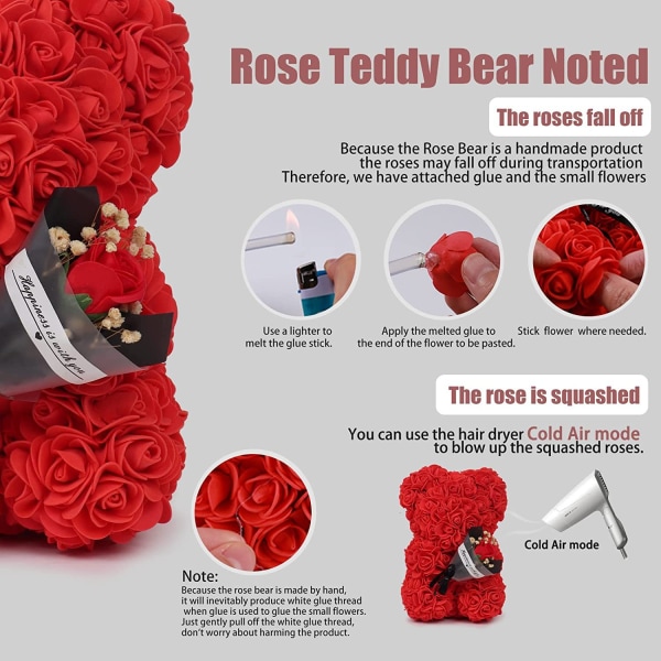 (Lilla)Bear on Rose Valentinsdagsgave til hendes rosenblomstbjørn Mors dagsgave,fødselsdagsbamse